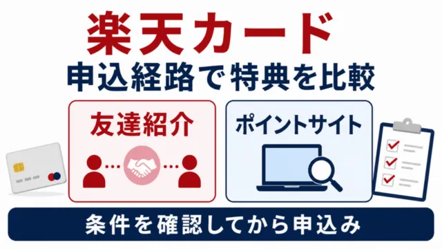 楽天カードの友達紹介とポイントサイトを比較し、条件を確認してから申し込む。
